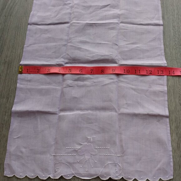 Vintage Mauve Tea Towel Napkin Fuchsia Flower Applique Light Pale Purple - Picture 12 of 13